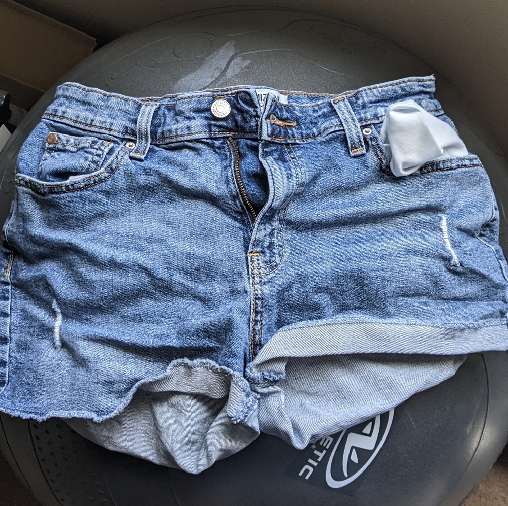High rise denim shorts